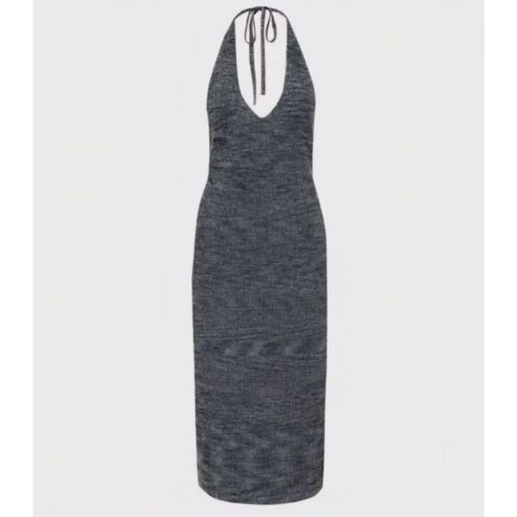 Rumored Clothing S Bodycon Dress Midi Montauk Blue Riptide Open Back Summer - Picture 1 of 5